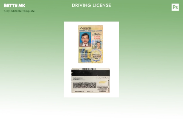 модерен стил САД Луизијана под шаблон за возачка дозвола